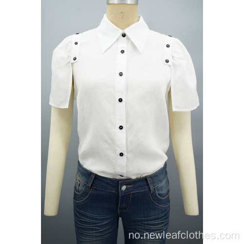 Nye design kvinner mote avtakbare ermer hvit skjorte